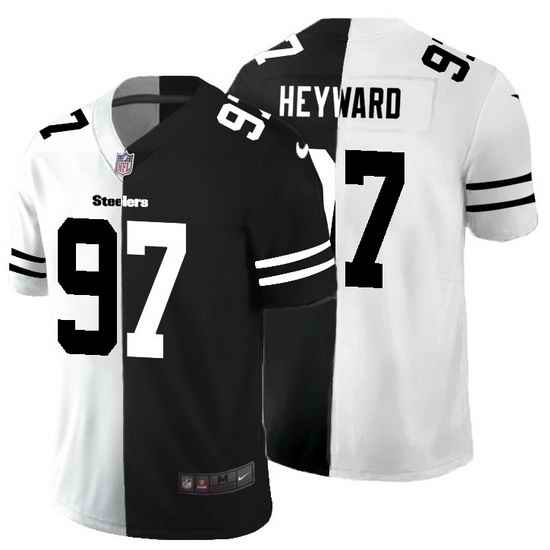 Pittsburgh Steelers 97 Cameron Heyward Men Black V White Peace Split Nike Vapor Untouchable Limited NFL Jersey
